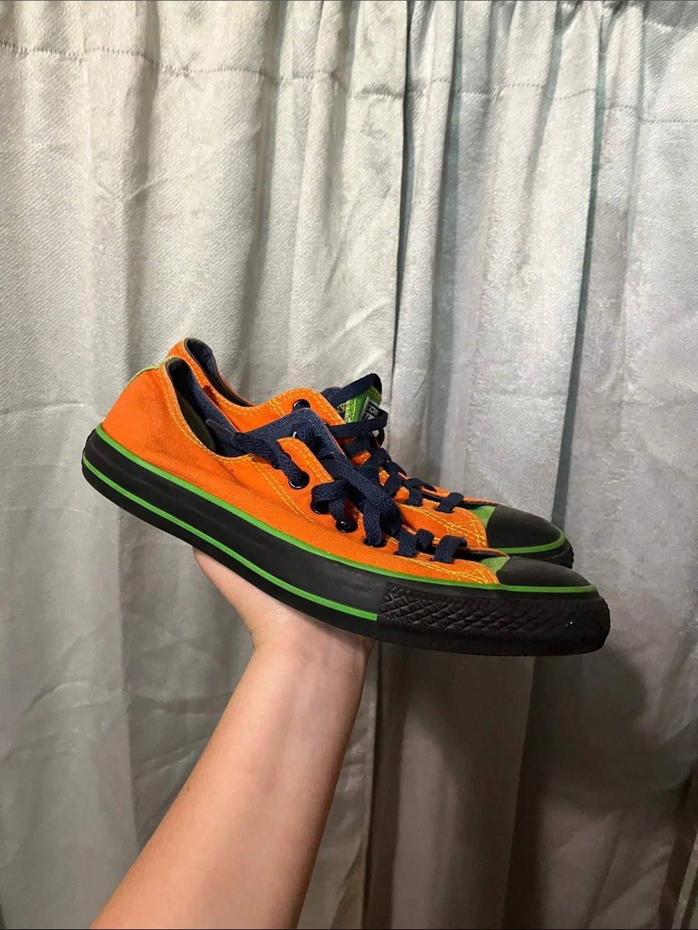 Converse Low Top Sneakers in Orange, Black, Green, Navy - Picture 3 of 5